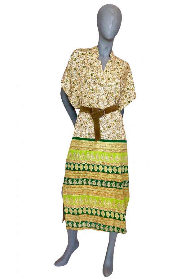 Sissel Edelbo jurk beige groen (32679)
