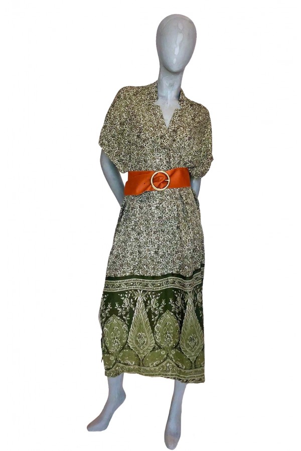 Sissel Edelbo jurk olijf wit (32679)